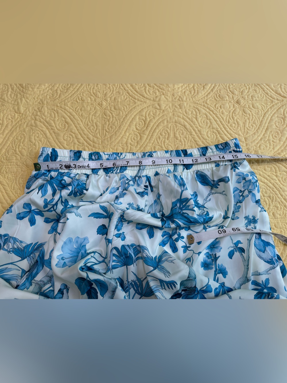 H245 NWT A Rare Bird OS Set Teal Blue Boho Velvet Top Floral Bird Wide Leg Pants - Picture 6 of 16